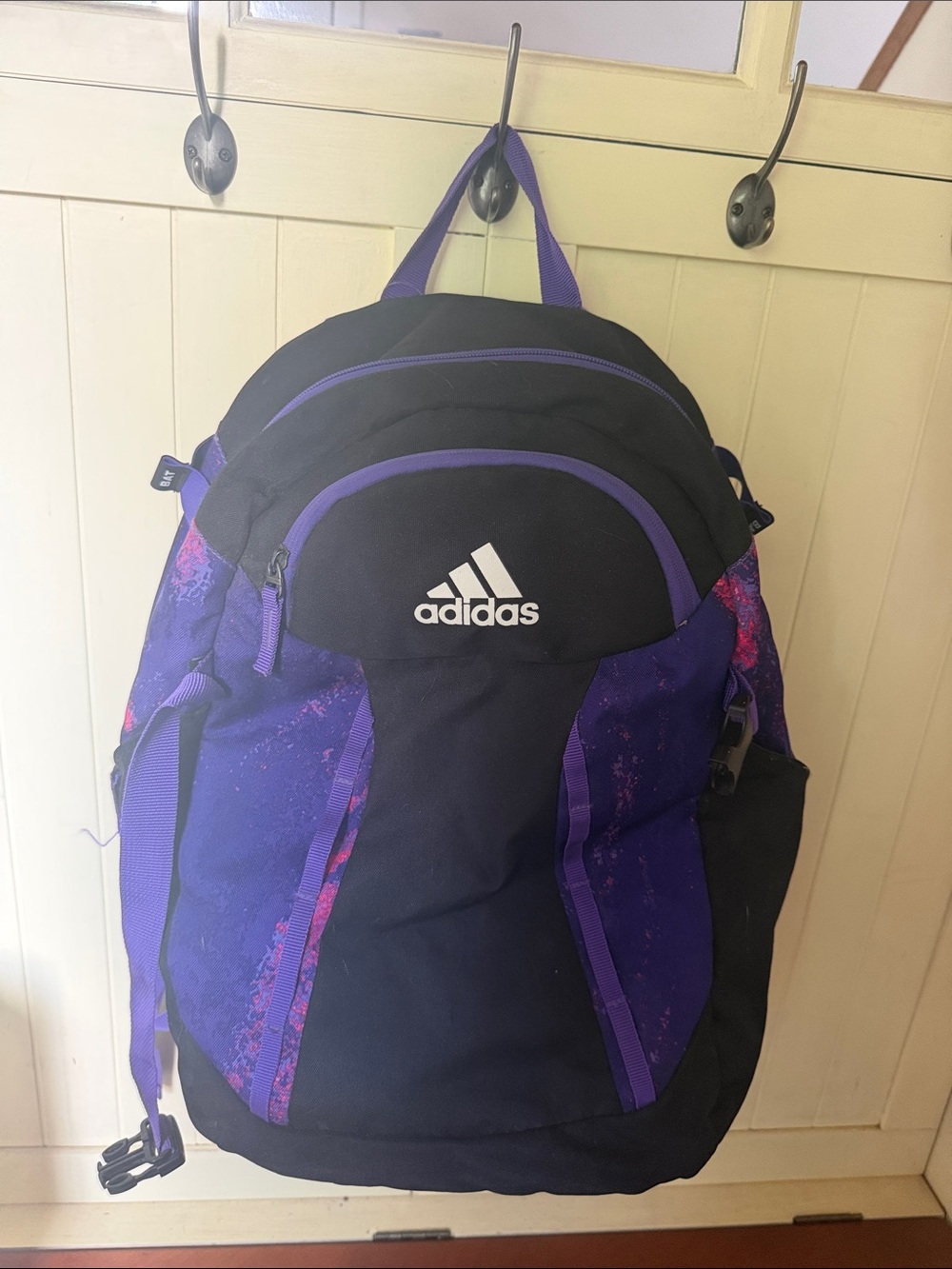adidas Black and Purple softball Backpack with Pink Accent Panels